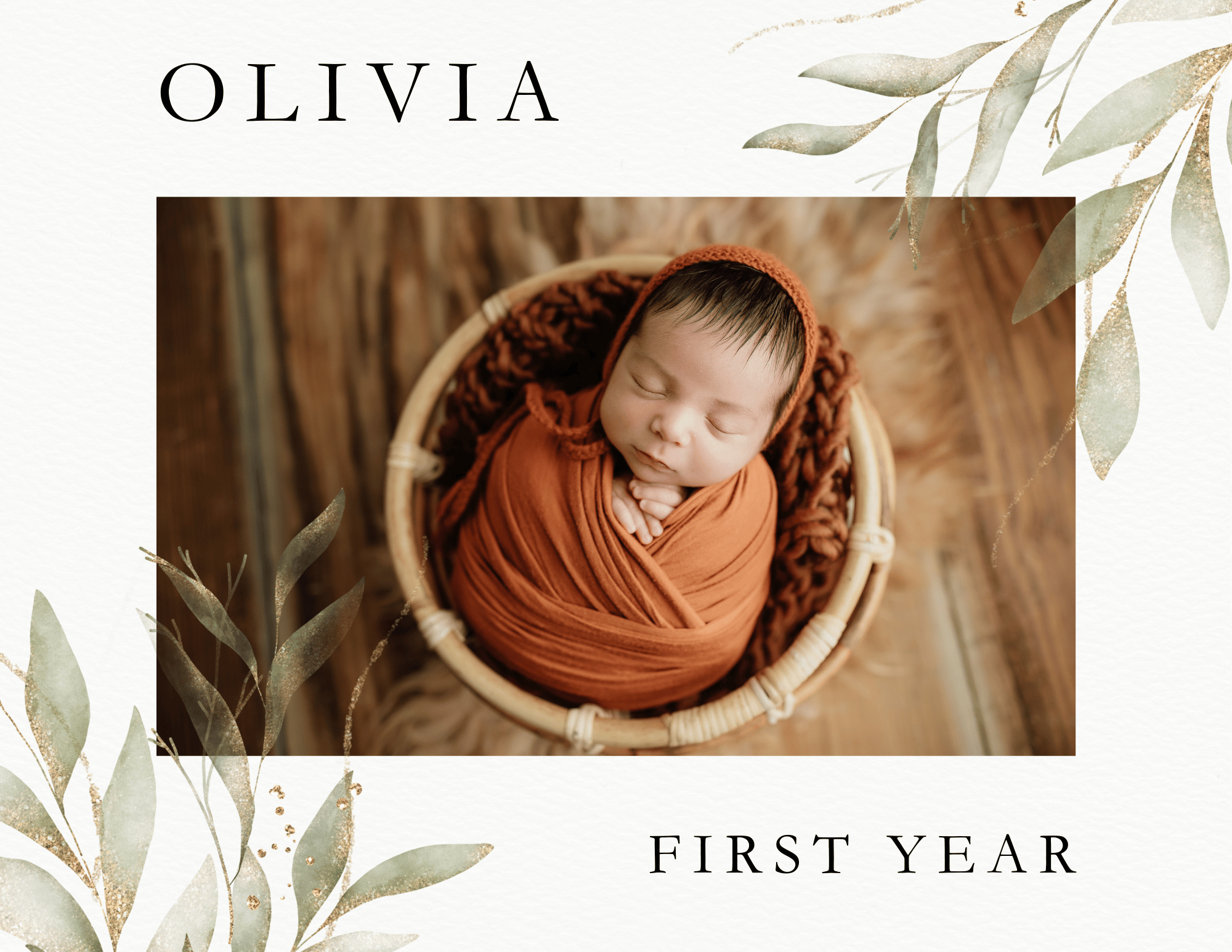 Book cover with baby Olivia's photo